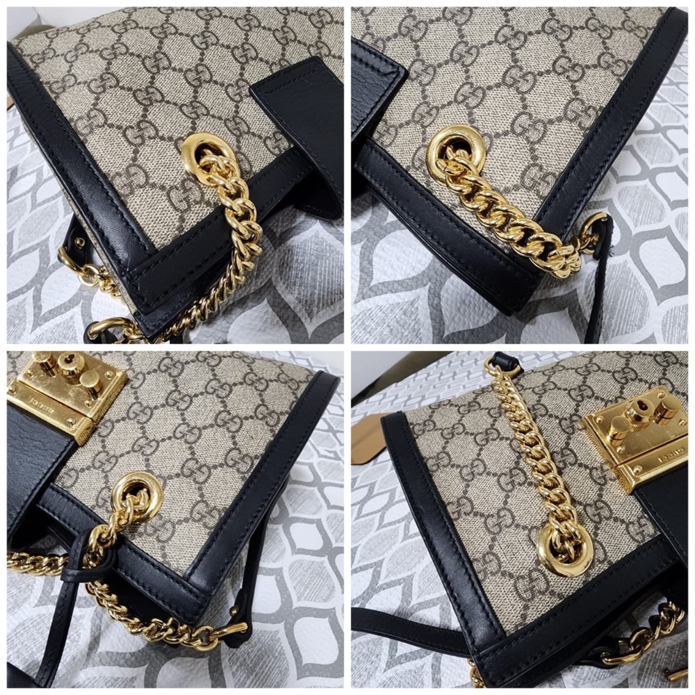 Authentic GUCCI GG Supreme Monogram Small Padlock Tote Black - Picture 11 of 14